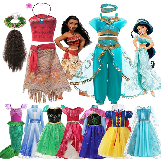 Robe Royal Fantasy Disney - Jasmine, Moana, Anna, Elsa, Ariel et Blanche-Neige